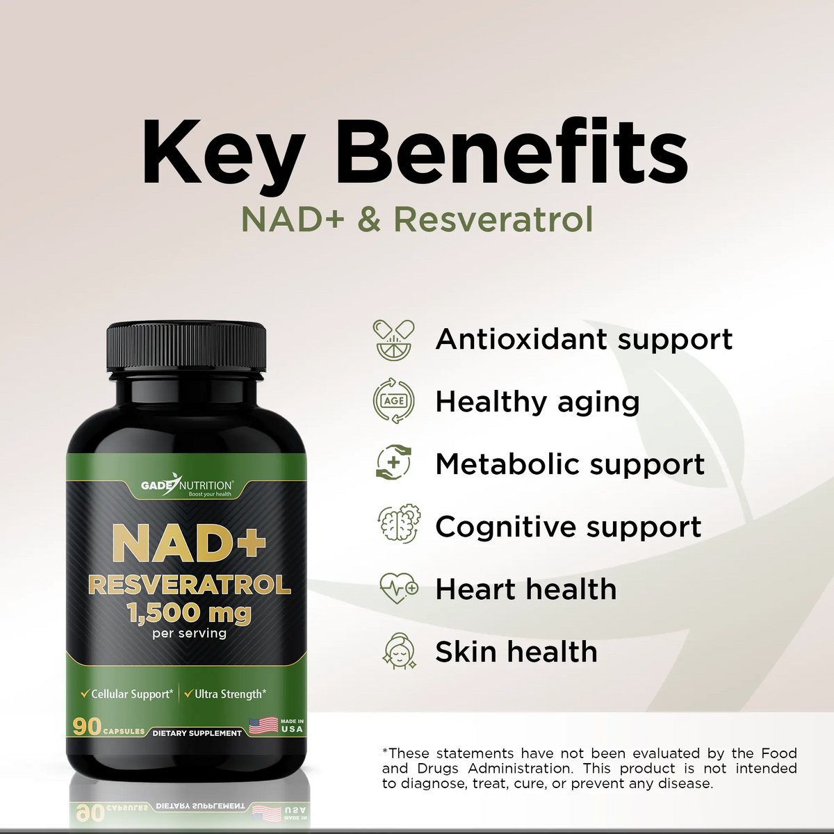 NMN Supplement, 1500MG Nicotinamide Mononucleotide Resveratrol Enhanced Absorption 2-in-1 For Supports Anti-Aging & Antioxidant, Cellular Energy Metabolism, Naturally Boost NAD Levels (NMN 120PCS - Foto 9