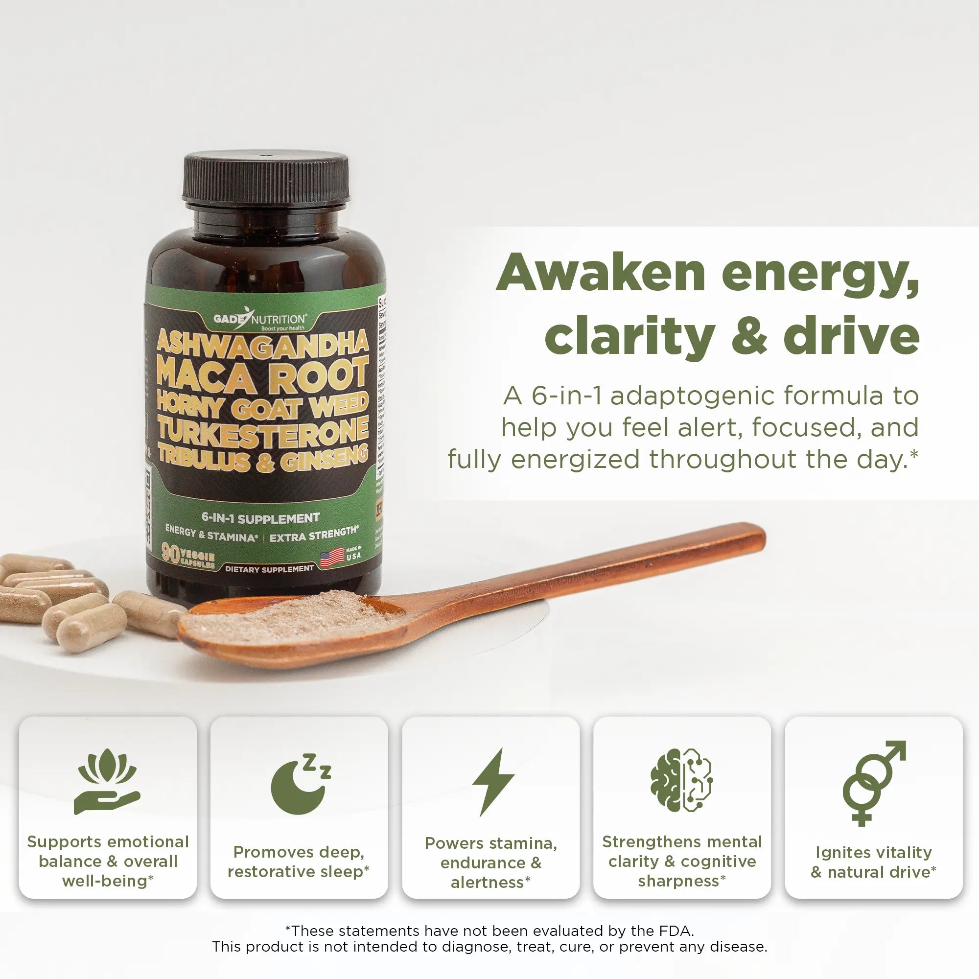 Ashwagandha 6-in-1 with Maca, Turkesterone, Tribulus, Ginseng & More