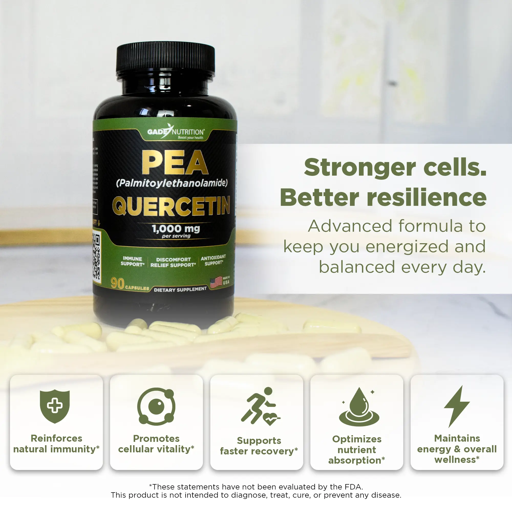 PEA (Palmitoylethanolamide) with Quercetin Phytosome Gade Nutrition