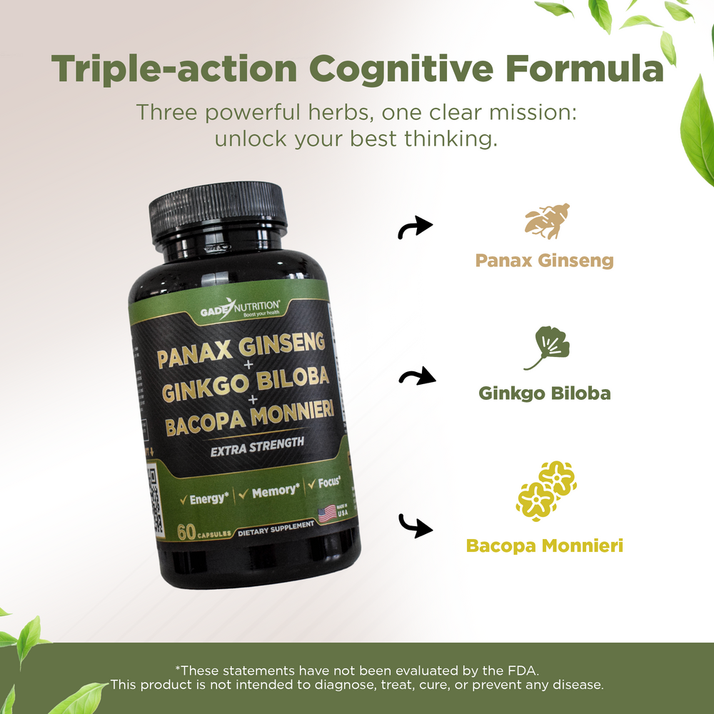 Panax Ginseng with Ginkgo Biloba & Bacopa Monnieri Gade Nutrition
