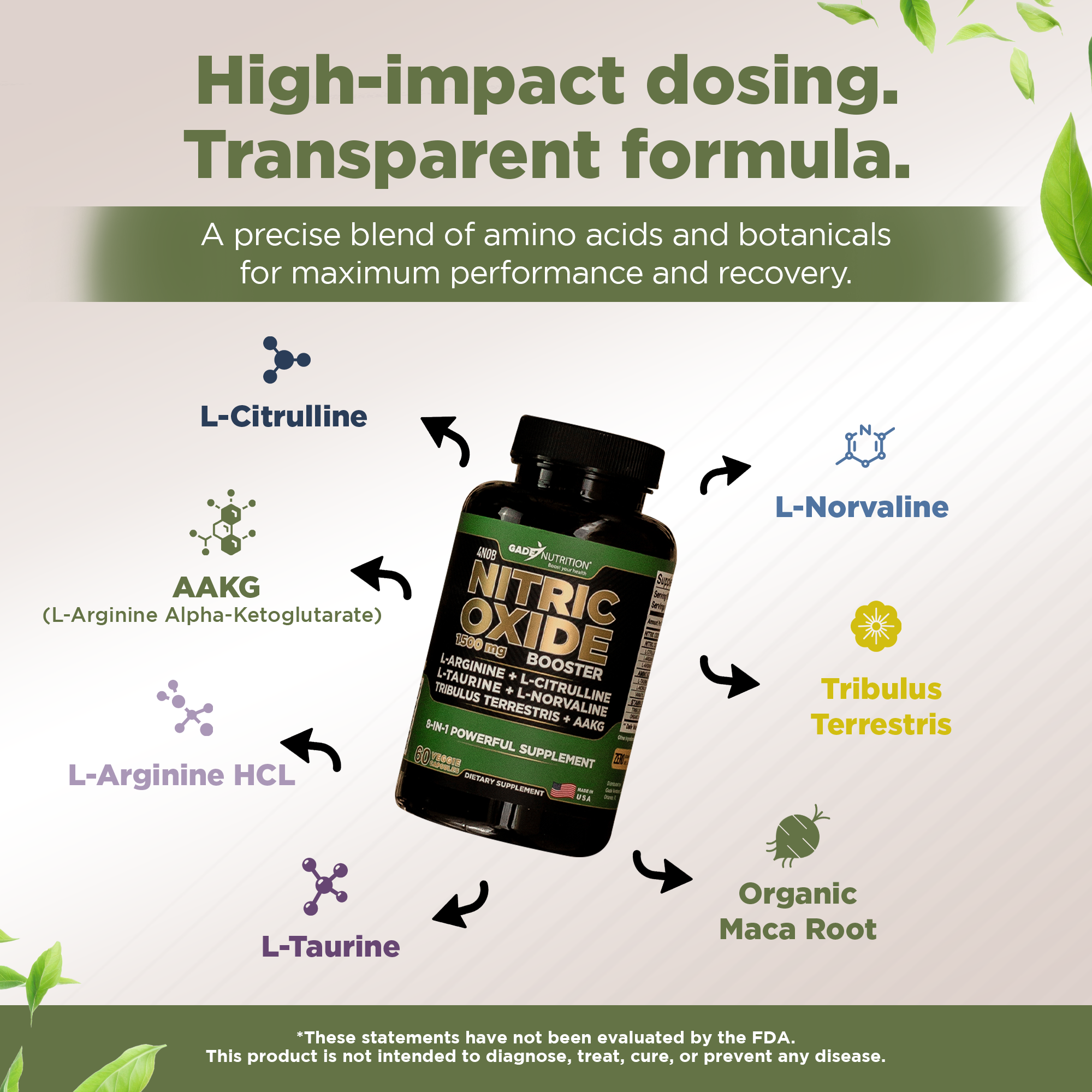 Nitric Oxide Booster with L-Arginine and L-Citrulline and More GADE NUTRITION