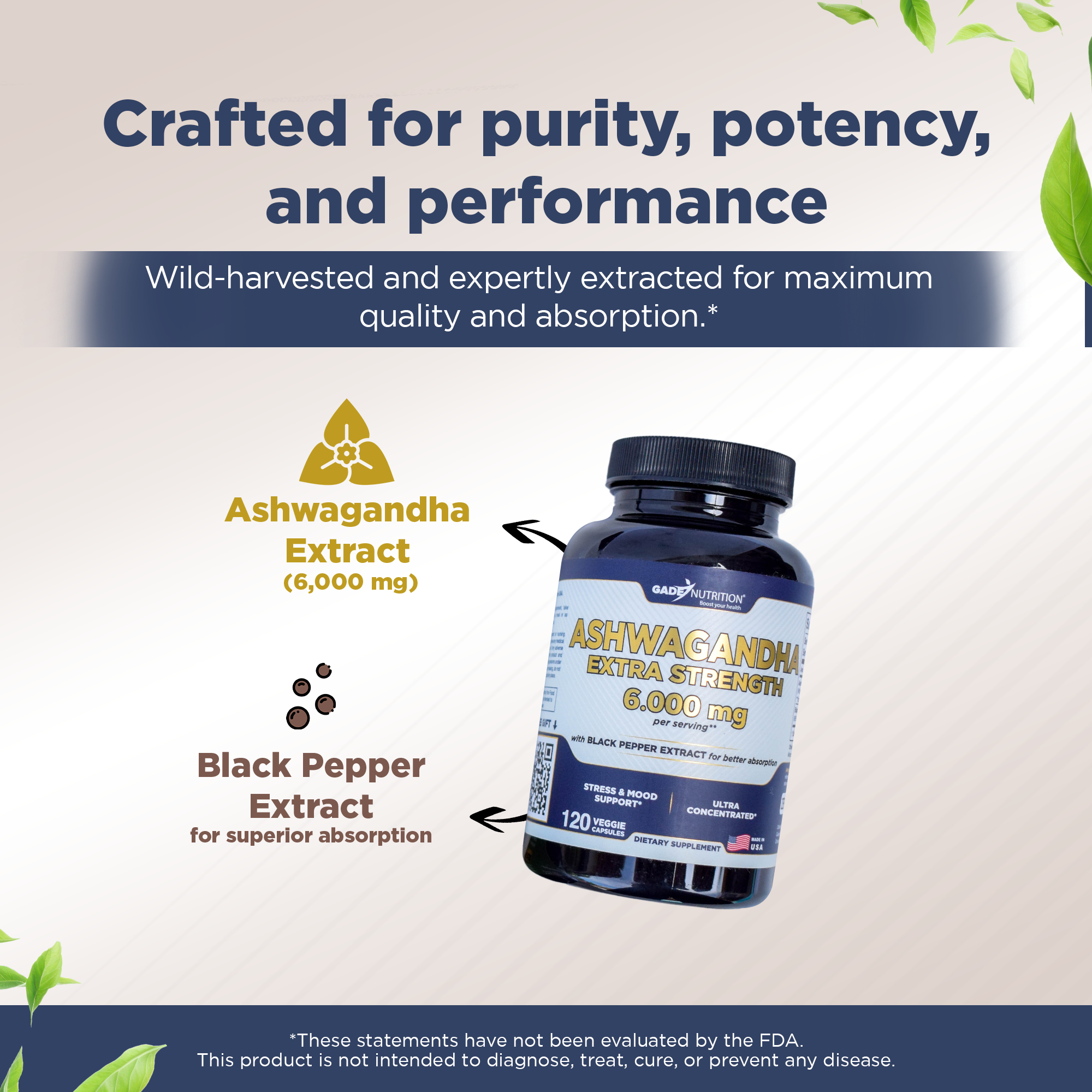 Ashwagandha Extra Strength 6,000 mg GADE NUTRITION