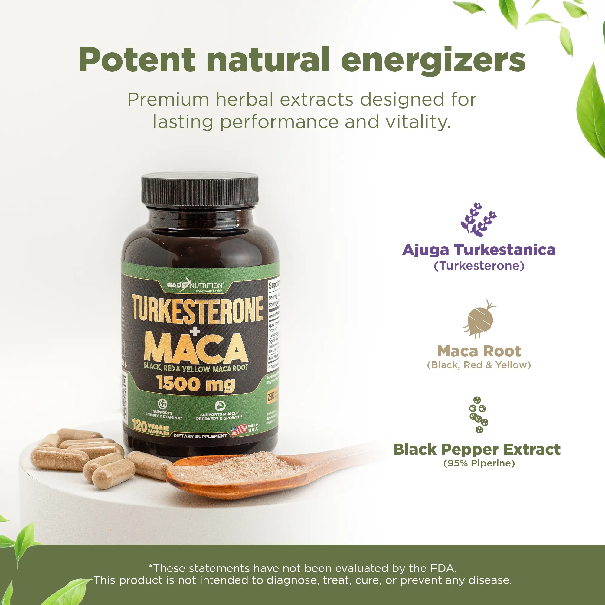 Turkesterone with Maca Root 1,500 mg GADE NUTRITION