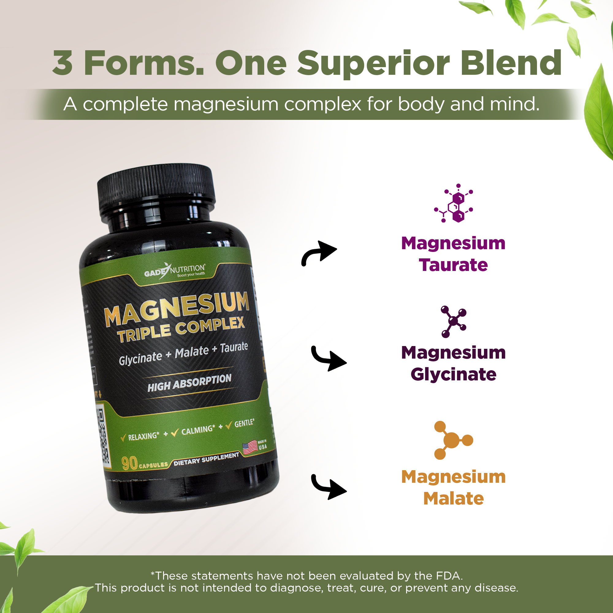 Magnesium Triple Complex (Taurate + Glycinate + Malate) Gade Nutrition