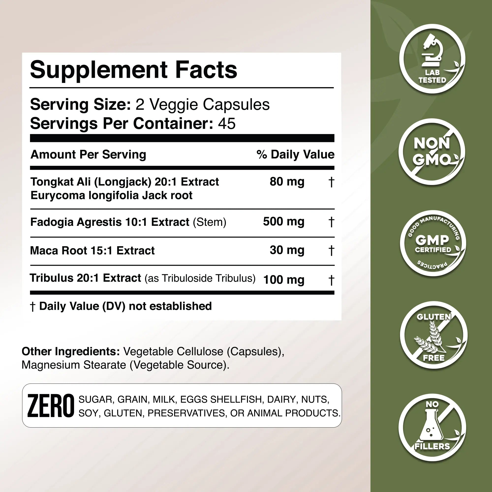 Tongkat, Fadogia Agrestis, Tribulus and Maca Root
