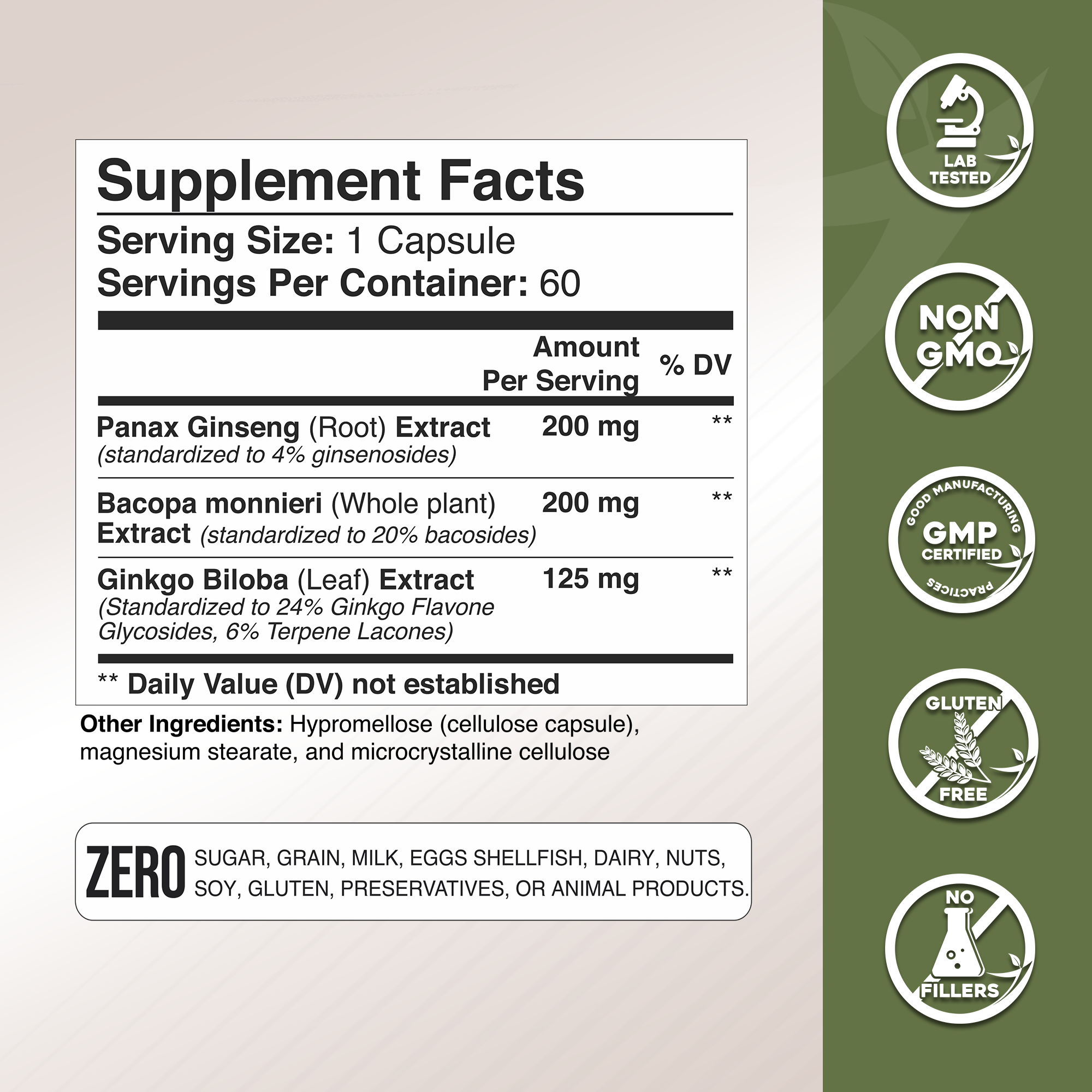 Panax Ginseng with Ginkgo Biloba & Bacopa Monnieri Gade Nutrition