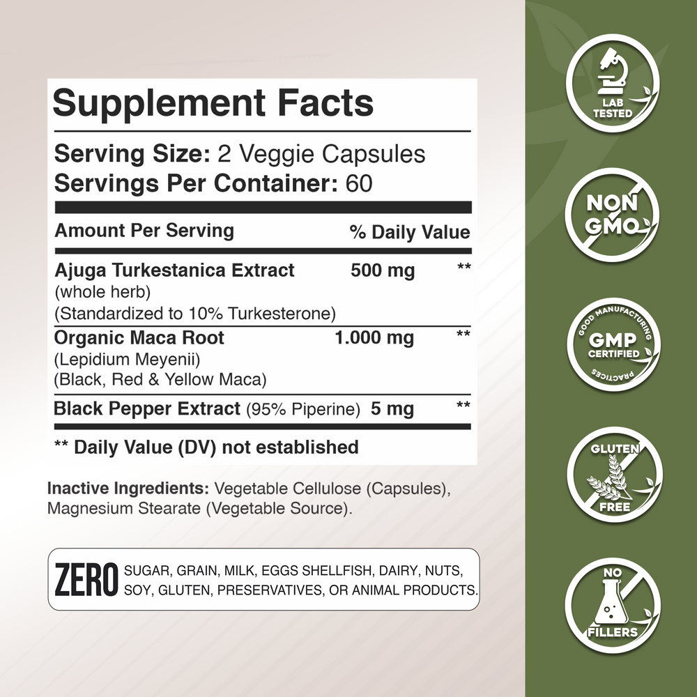 Turkesterone with Maca Root 1,500 mg GADE NUTRITION