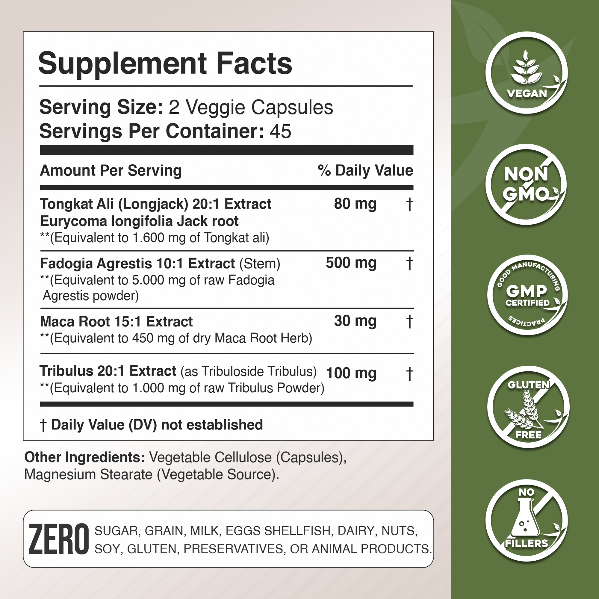 Tongkat Ali, Fadogia Agrestis, Tribulus and Maca Root