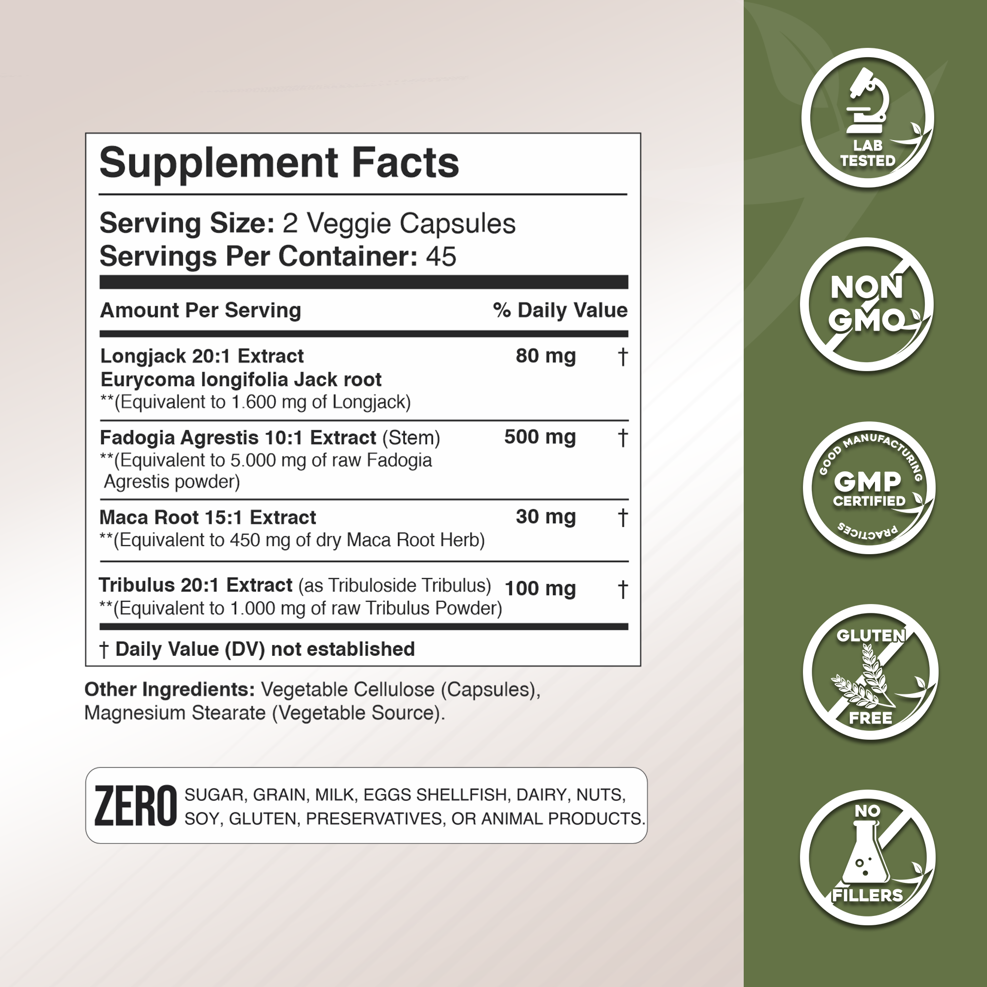 Longjack, Fadogia Agrestis, Tribulus and Maca Root GADE NUTRITION