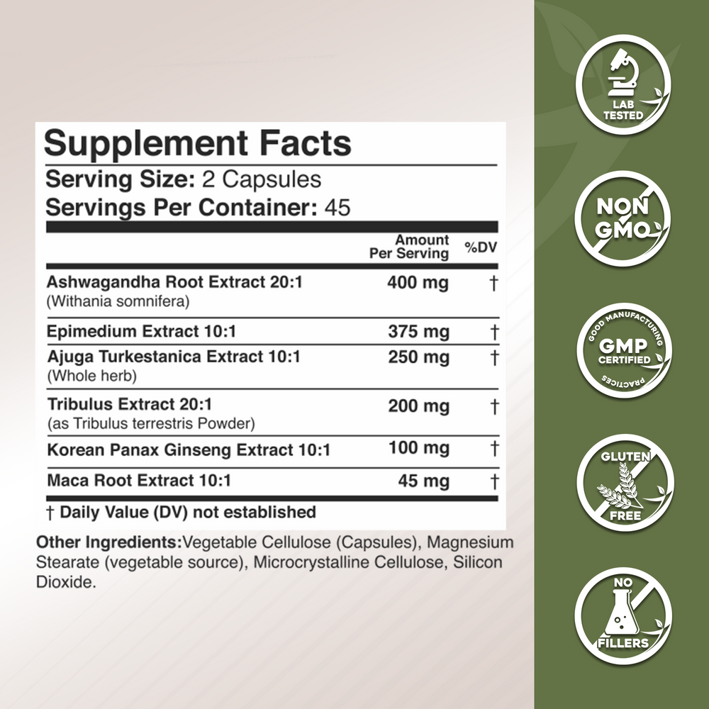 Ashwagandha 6-in-1 with Maca, Turkesterone, Tribulus, Ginseng & More GADE NUTRITION