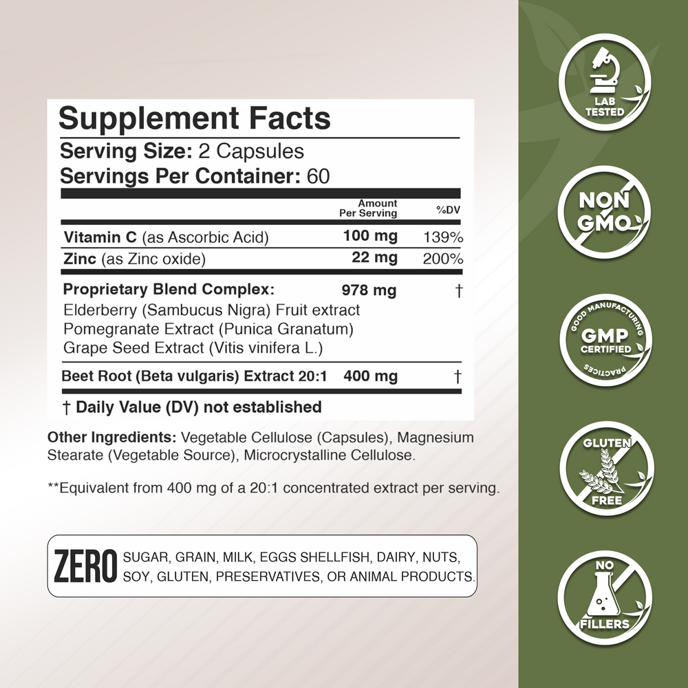 Beet Root Blend 8,000 mg with Elderberry, Pomegranate and more GADE NUTRITION