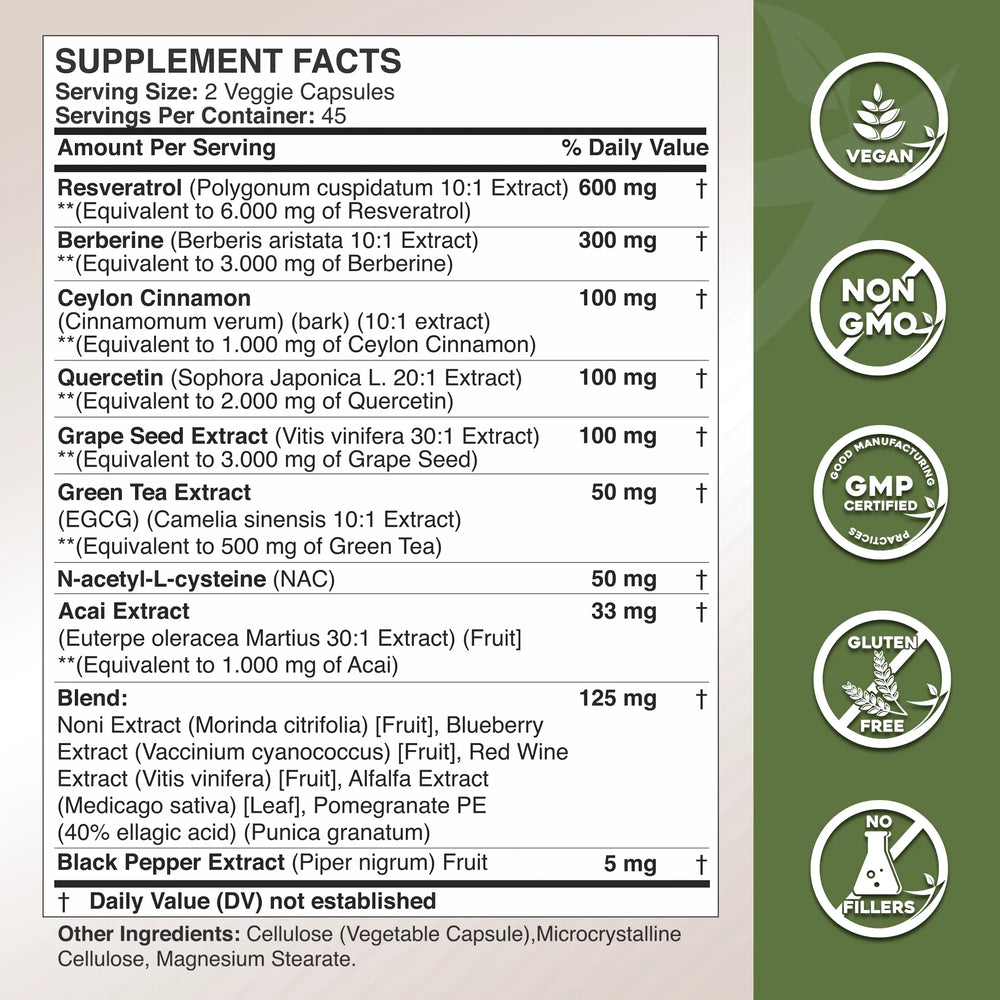 Resveratrol + Berberine 14-in-1 - Gade Nutrition