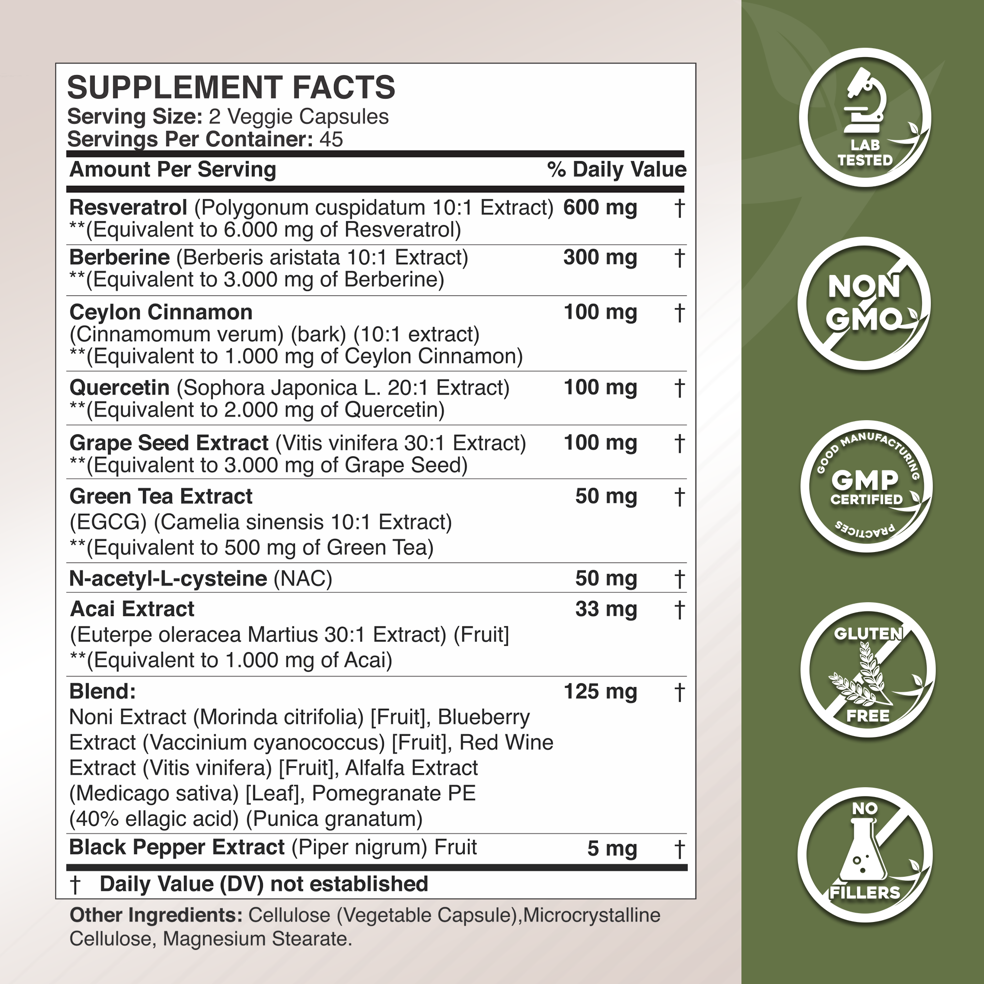 Resveratrol 14-in-1 with Berberine, Quercetin, Grape Seed and More Gade Nutrition