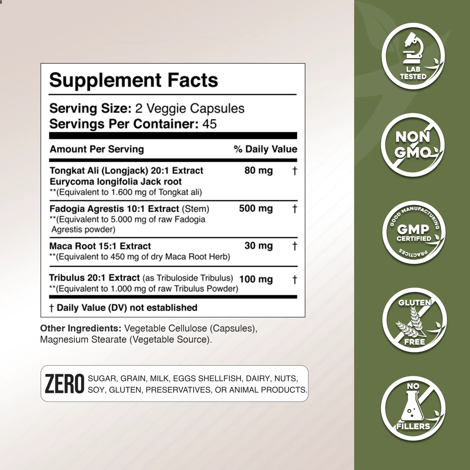 Tongkat, Fadogia Agrestis, Tribulus and Maca Root GADE NUTRITION