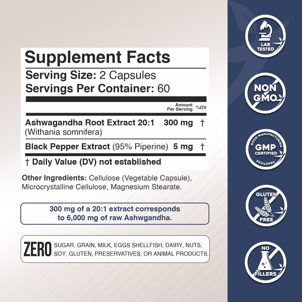 Ashwagandha Extra Strength 6,000 mg GADE NUTRITION