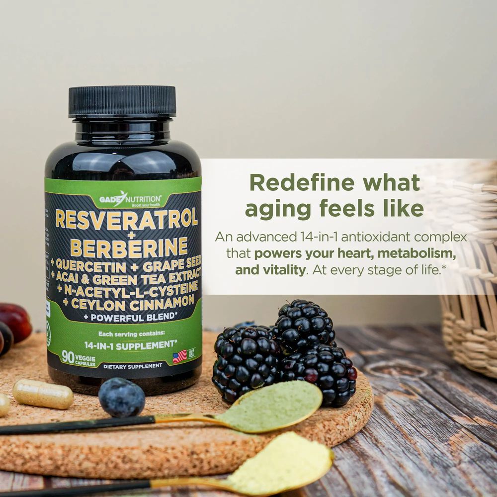 Resveratrol 14-in-1 with Berberine, Quercetin, Grape Seed and More Gade Nutrition