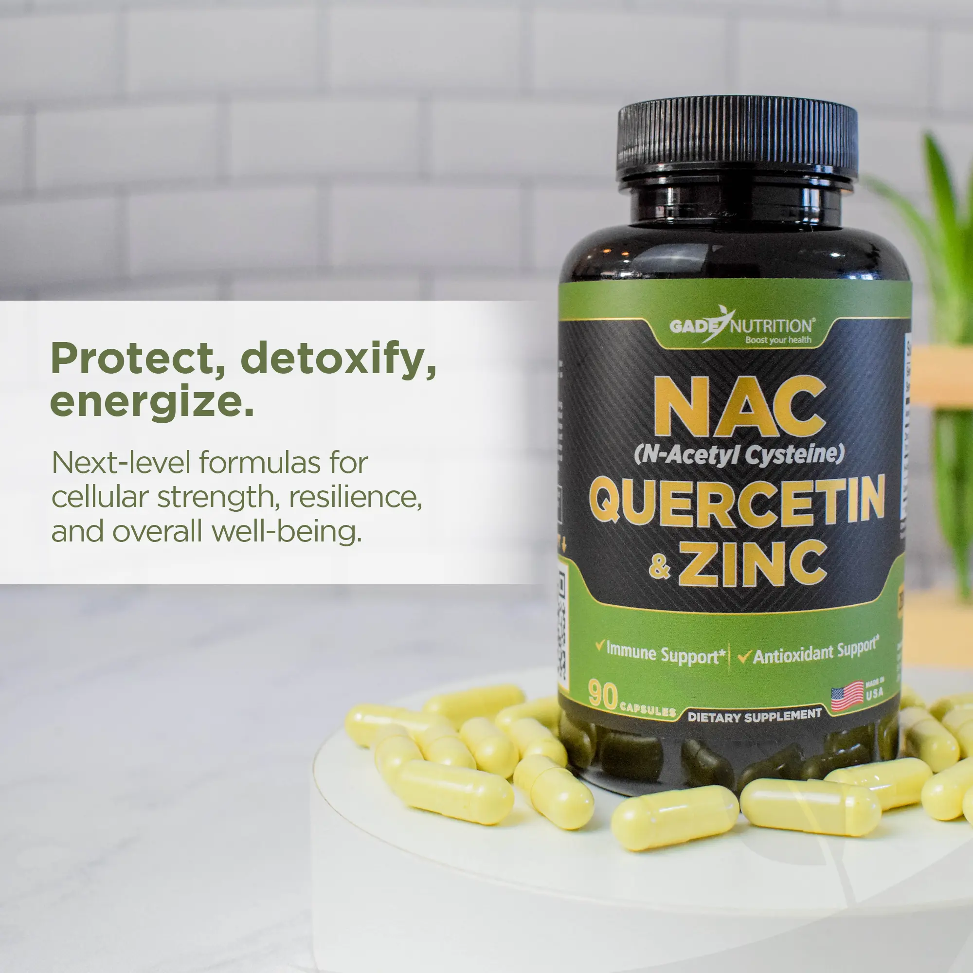 NAC (N-Acetyl-Cysteine) with Quercetin & ZInc Gade Nutrition