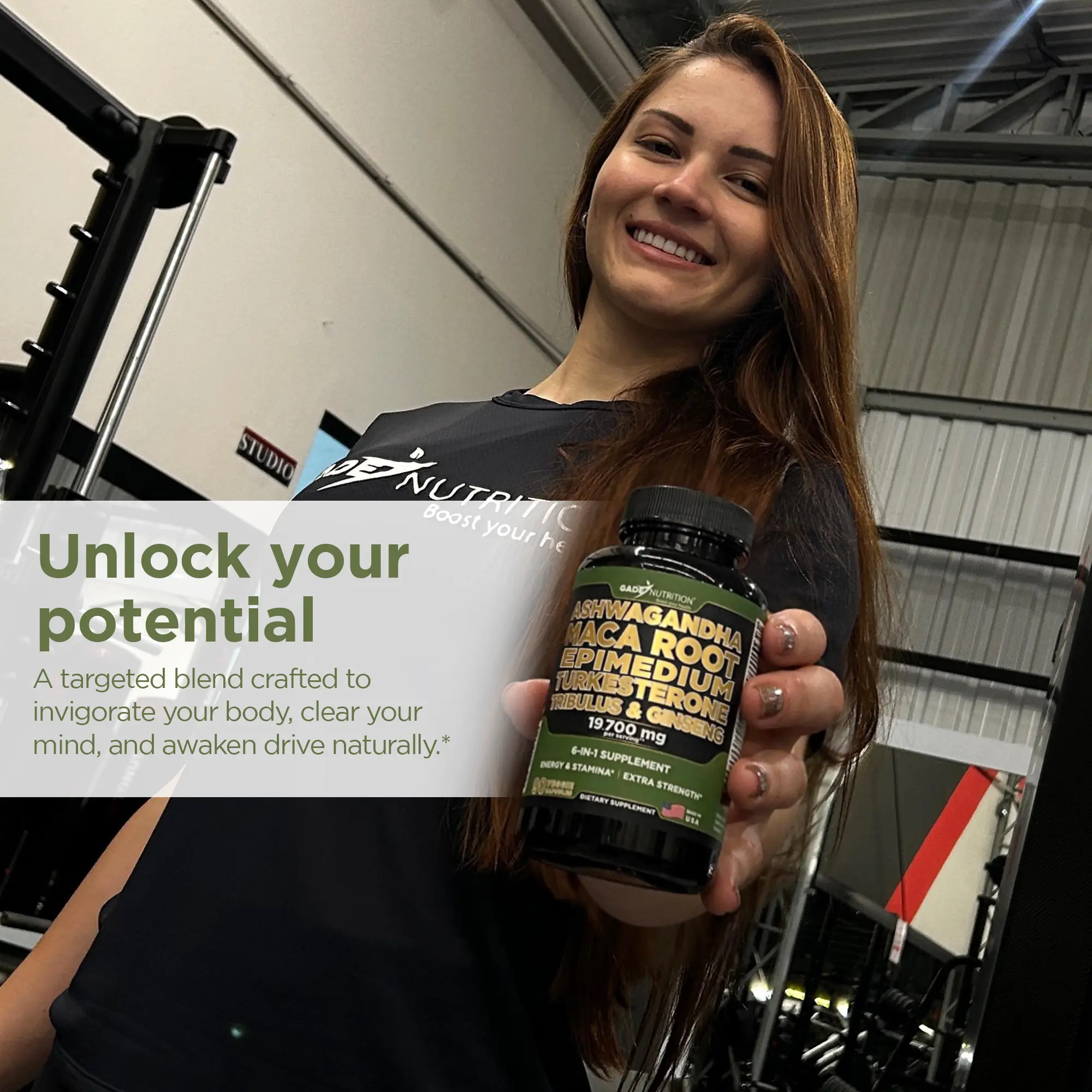 Ashwagandha 6-in-1 with Maca, Turkesterone, Tribulus, Ginseng & More GADE NUTRITION