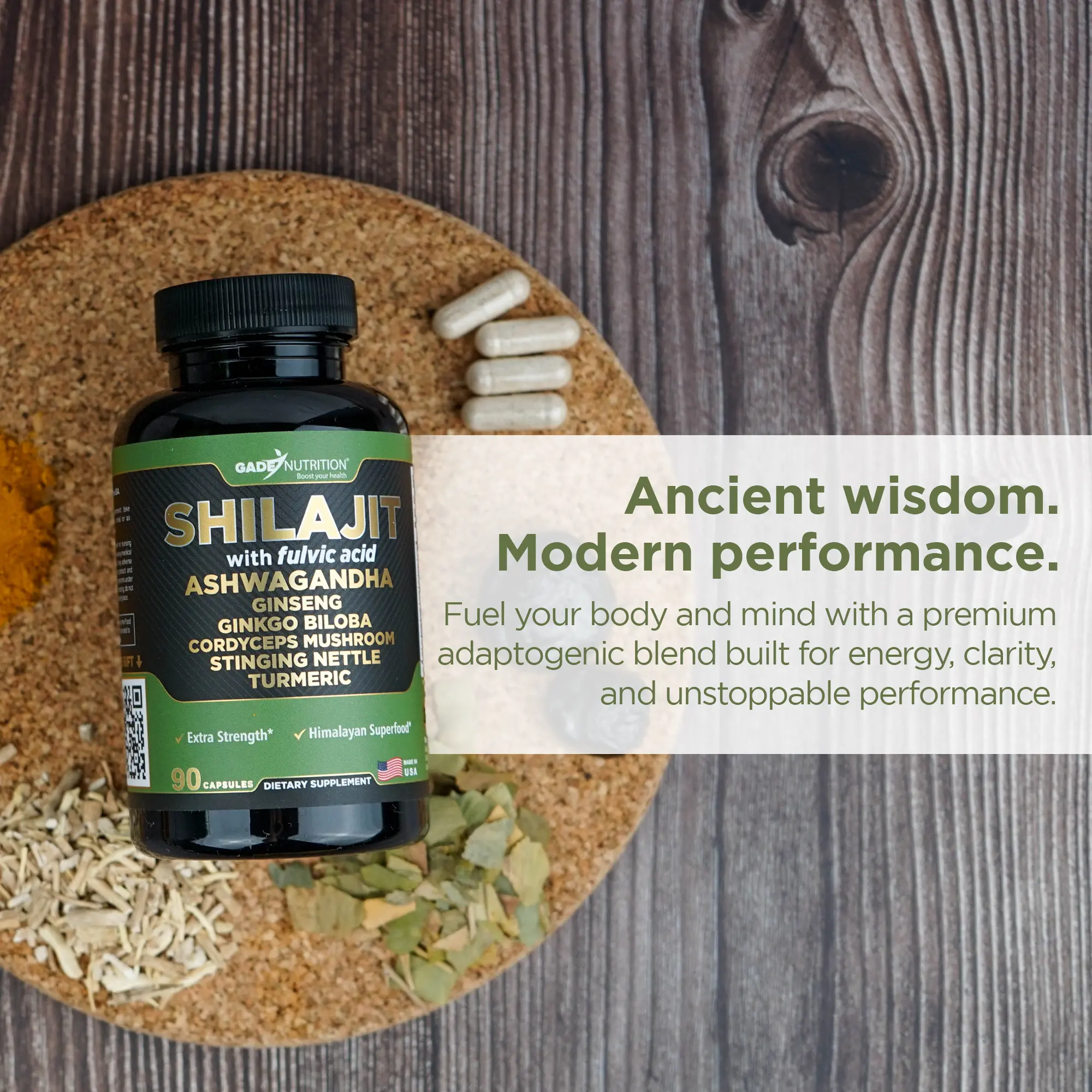 Shilajit Blend 7-in-1 with Ashwagandha, Cordyceps & More Gade Nutrition