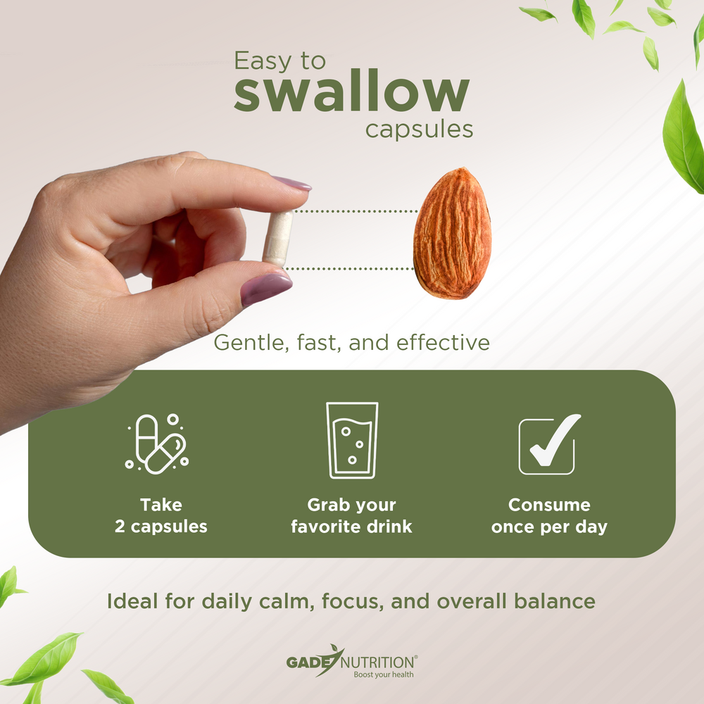 Magnesium with L-Theanine, Apigenin,  L-Tryptophan, 5 HTP, GABA - Blend 15-in-1 GADE NUTRITION