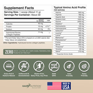 Collagen Peptides Powder Hydrolyzed Types I & III Gade Nutrition