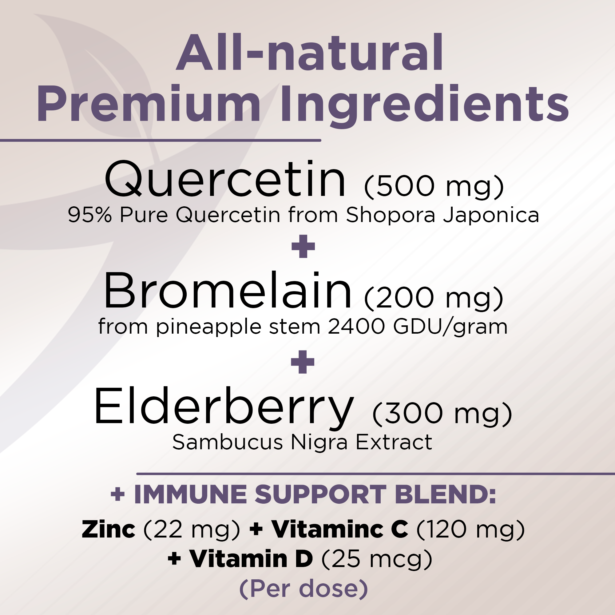 Quercetin with Bromelain & Elderberry + Zinc, Vitamin C and Vitamin D3