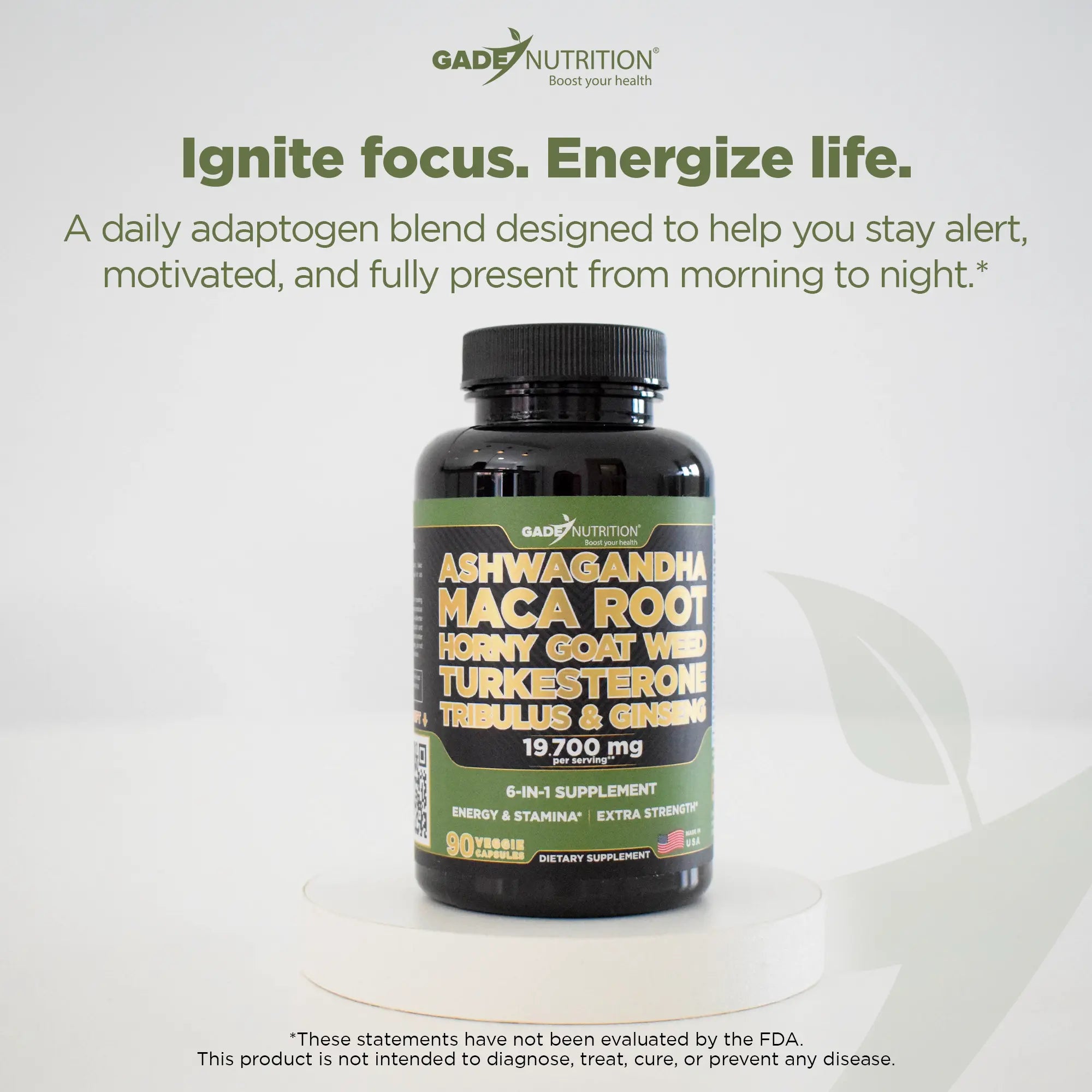 Ashwagandha 6-in-1 with Maca, Turkesterone, Tribulus, Ginseng & More GADE NUTRITION