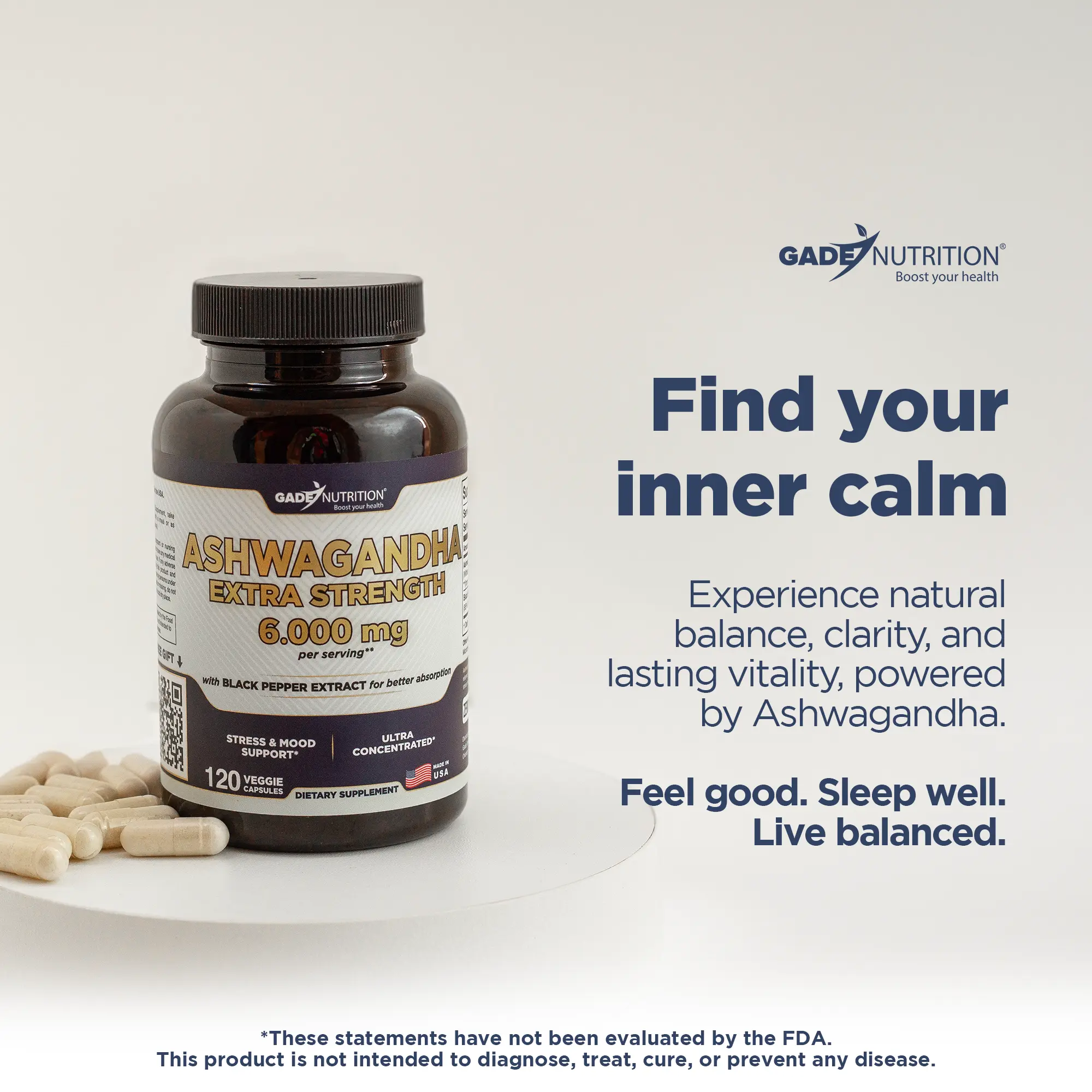 Ashwagandha Extra Strength 6,000 mg GADE NUTRITION