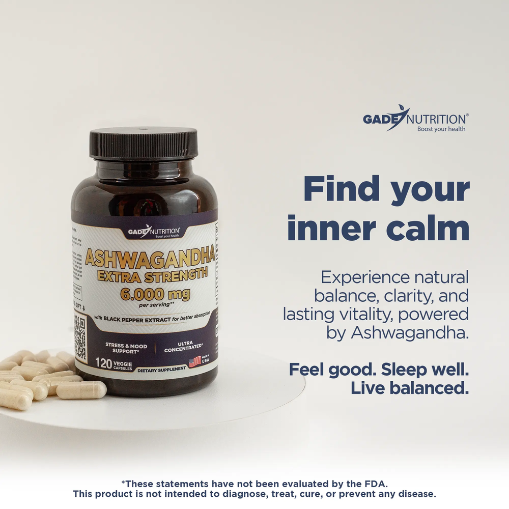Ashwagandha Extra Strength 6,000 mg GADE NUTRITION