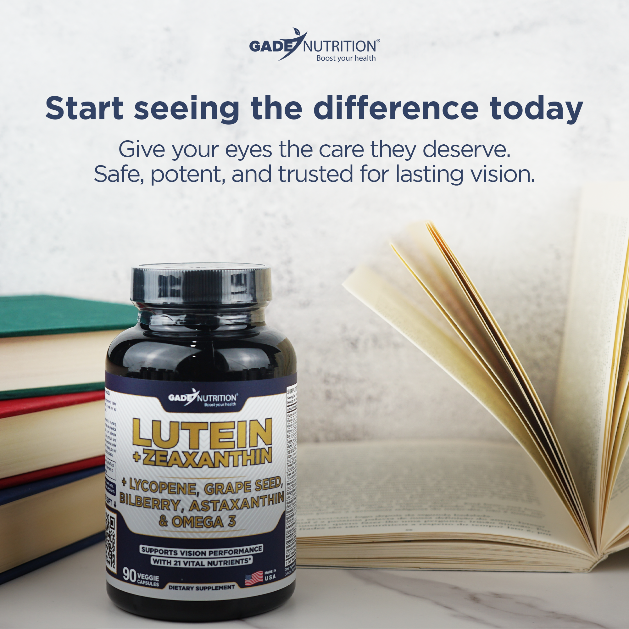 Lutein with Zeaxanthin, Lycopene, Grape Seed, Astaxanthin and more GADE NUTRITION