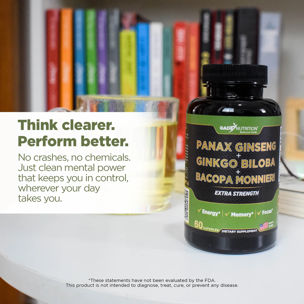 Panax Ginseng with Ginkgo Biloba & Bacopa Monnieri Gade Nutrition