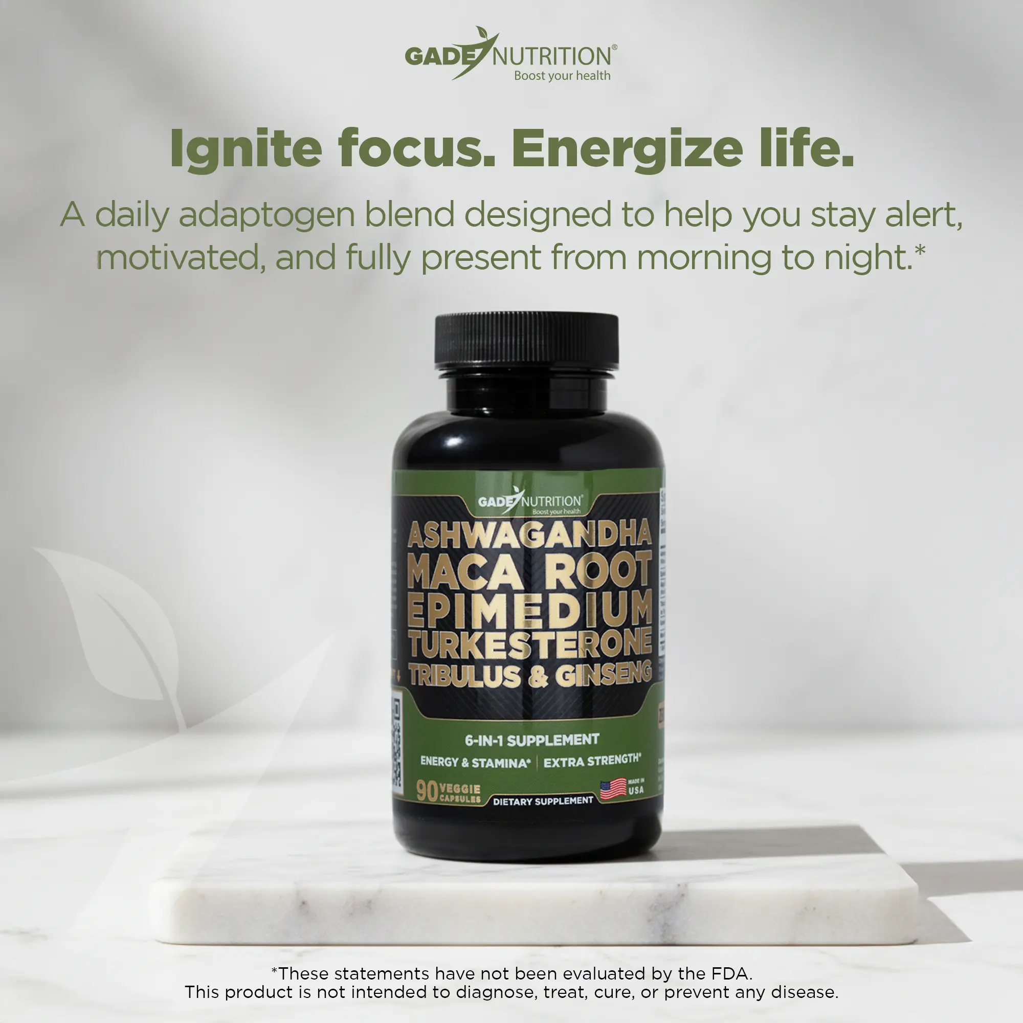 Ashwagandha 6-in-1 with Maca, Turkesterone, Tribulus, Ginseng & More GADE NUTRITION