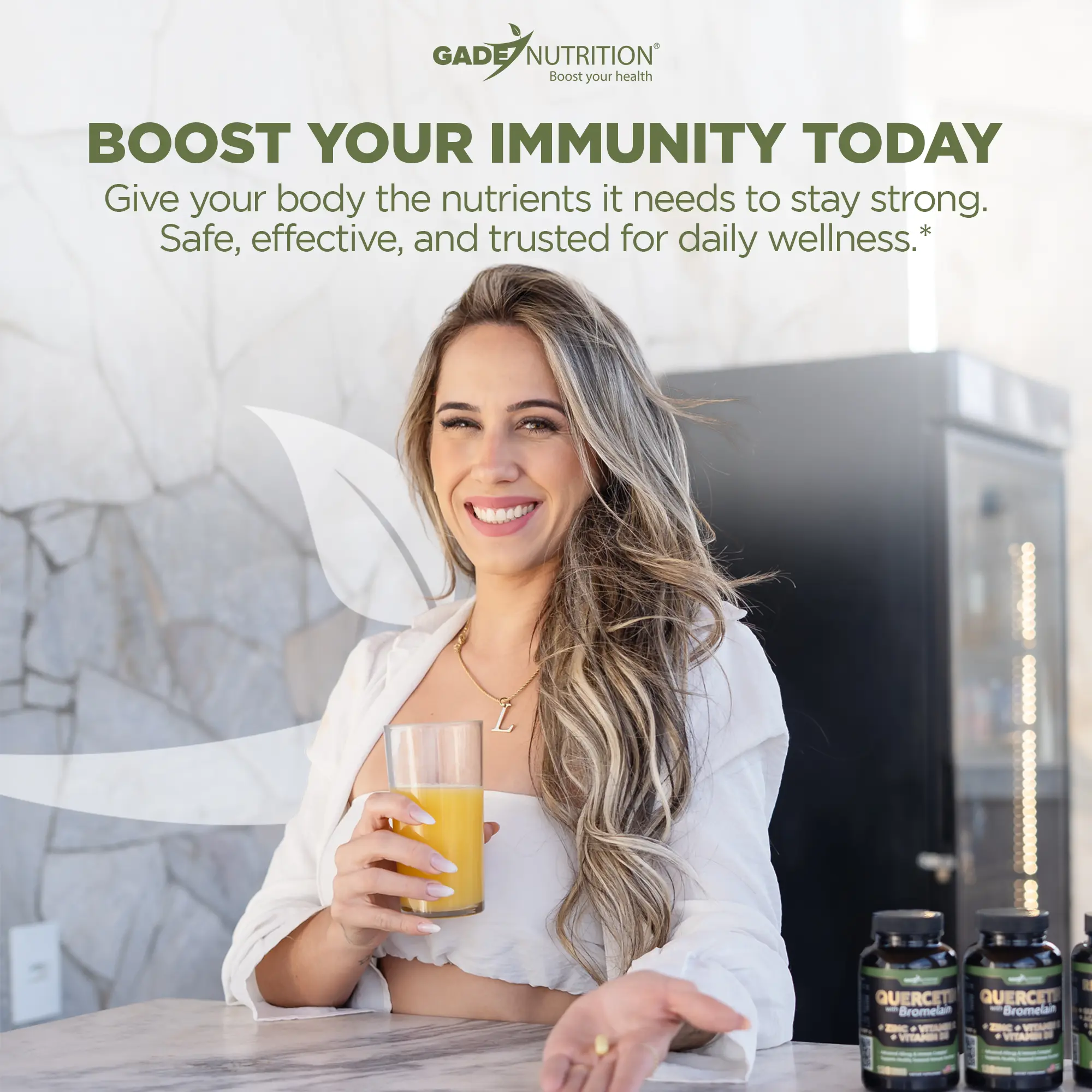 Quercetin with Bromelain + Vitamin C, D3 and Zinc GADE NUTRITION