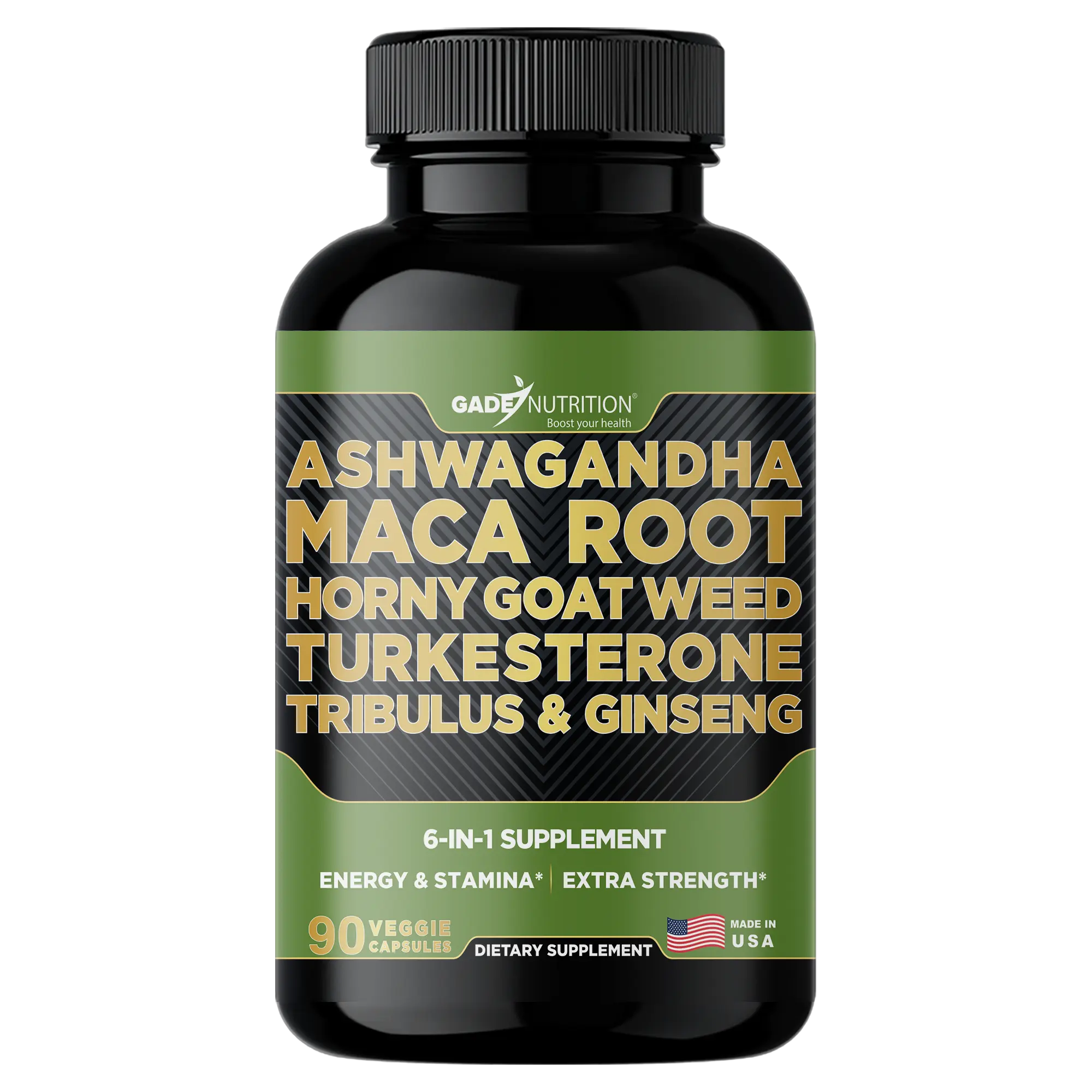 Ashwagandha 6-in-1 with Maca, Turkesterone, Tribulus, Ginseng & More GADE NUTRITION