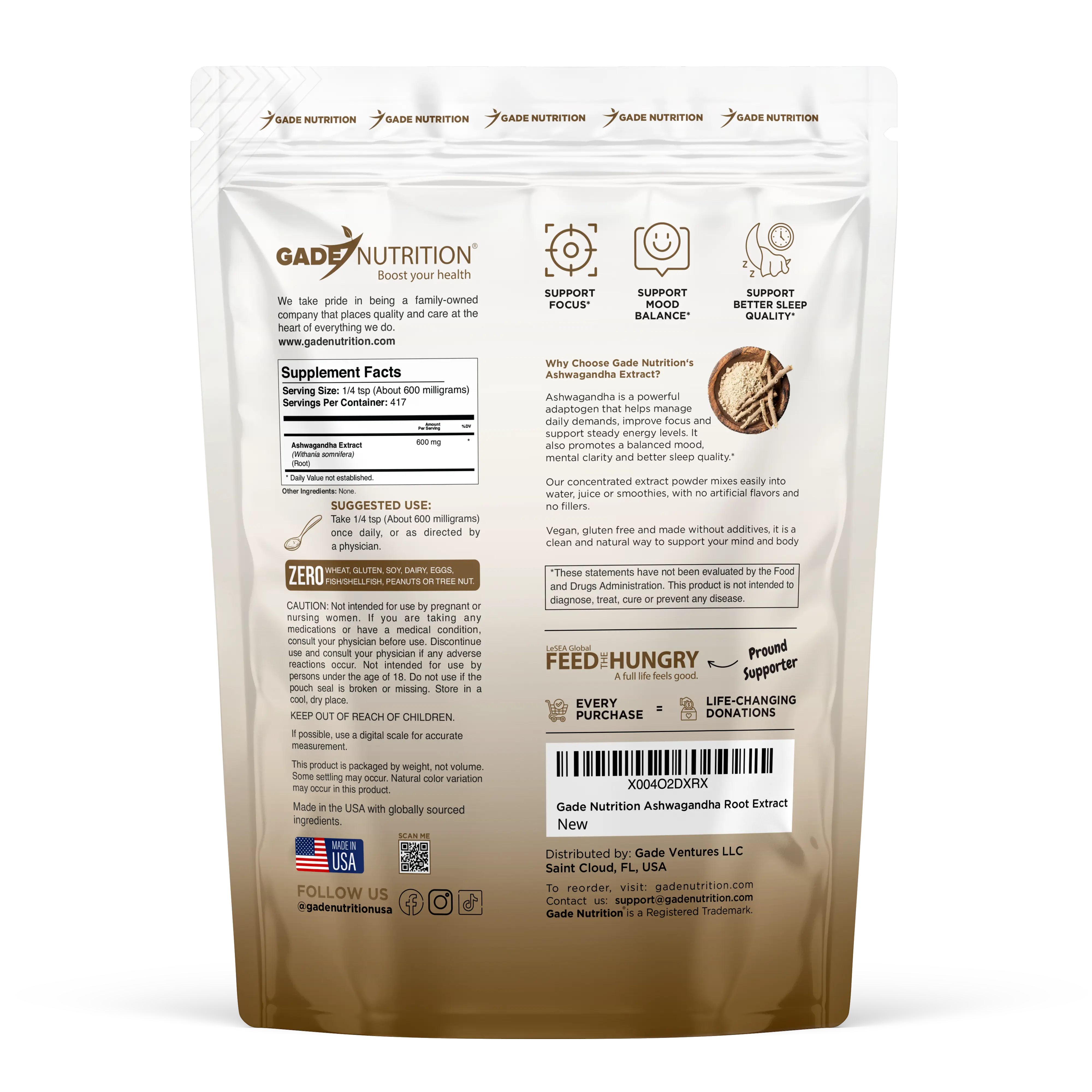Ashwagandha Root Extract Gade Nutrition