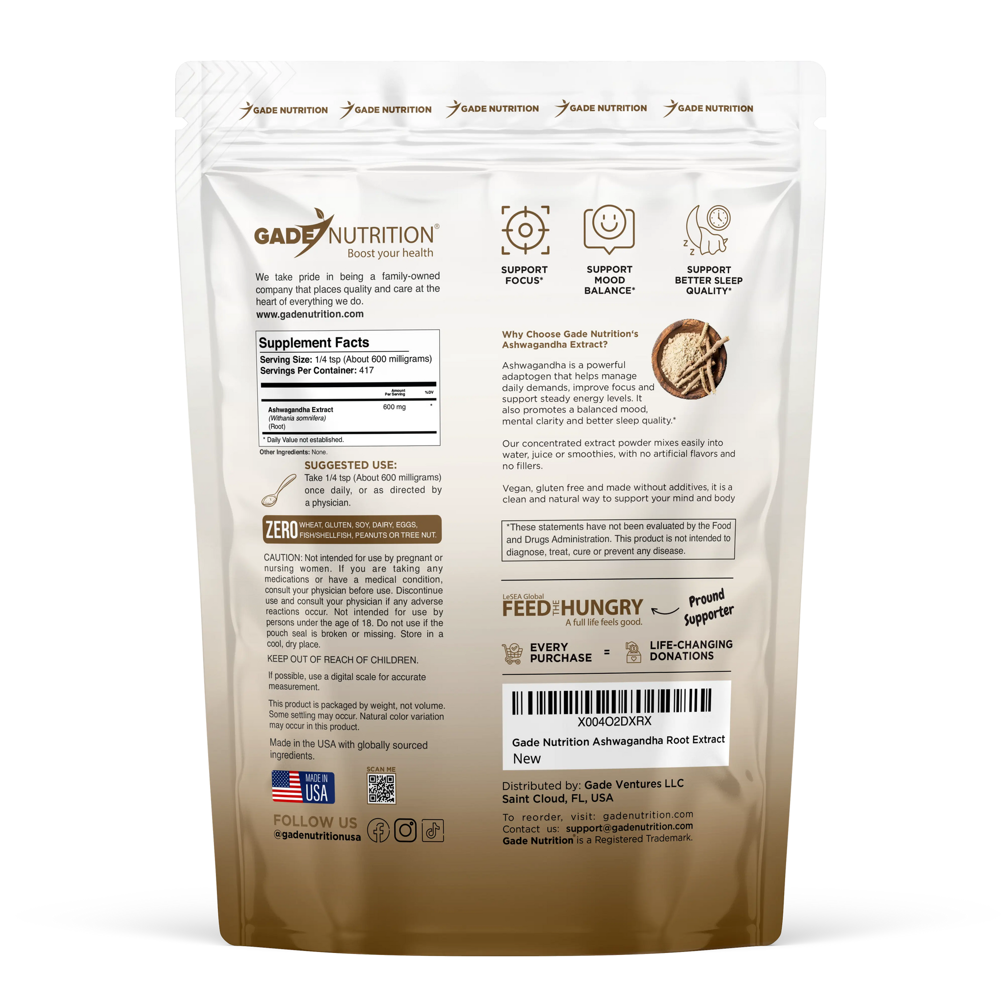 Ashwagandha Root Extract Gade Nutrition