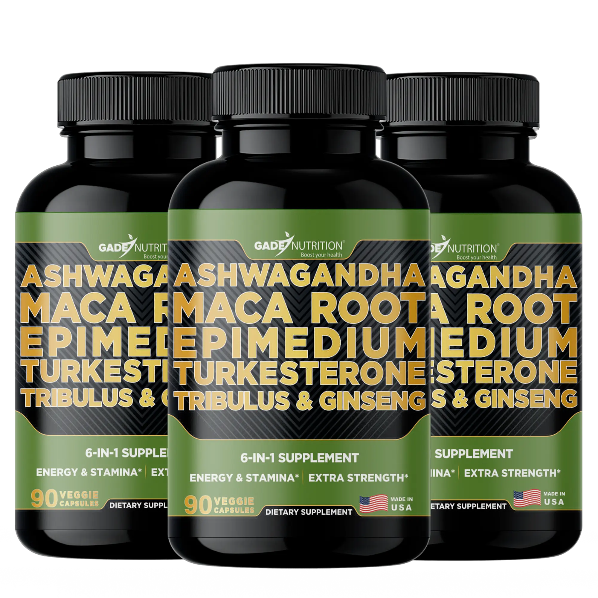 Ashwagandha 6-in-1 with Maca, Turkesterone, Tribulus, Ginseng & More GADE NUTRITION
