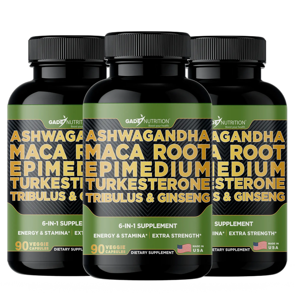 Ashwagandha 6-in-1 with Maca, Turkesterone, Tribulus, Ginseng & More GADE NUTRITION