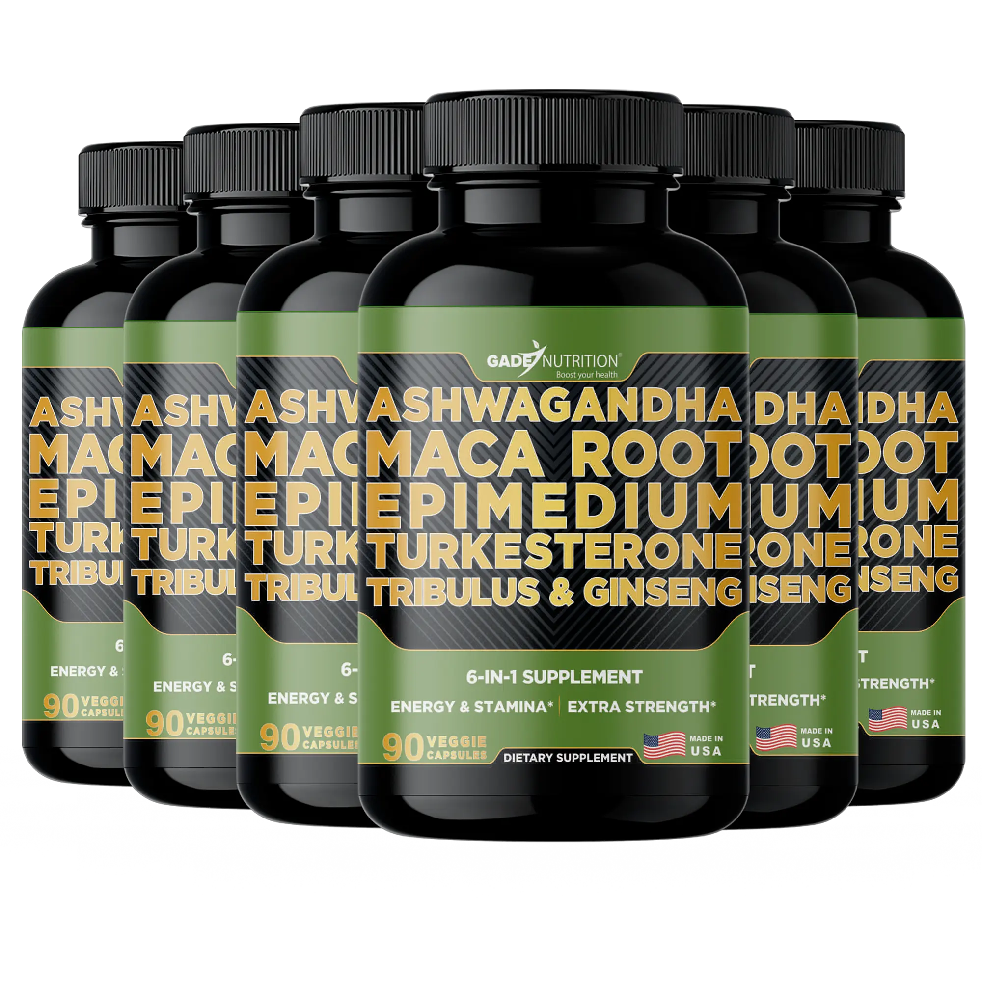Ashwagandha 6-in-1 with Maca, Turkesterone, Tribulus, Ginseng & More GADE NUTRITION