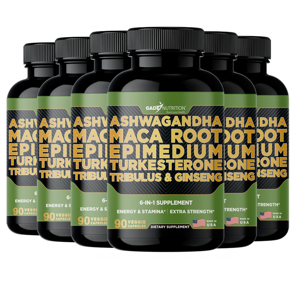 Ashwagandha 6-in-1 with Maca, Turkesterone, Tribulus, Ginseng & More GADE NUTRITION