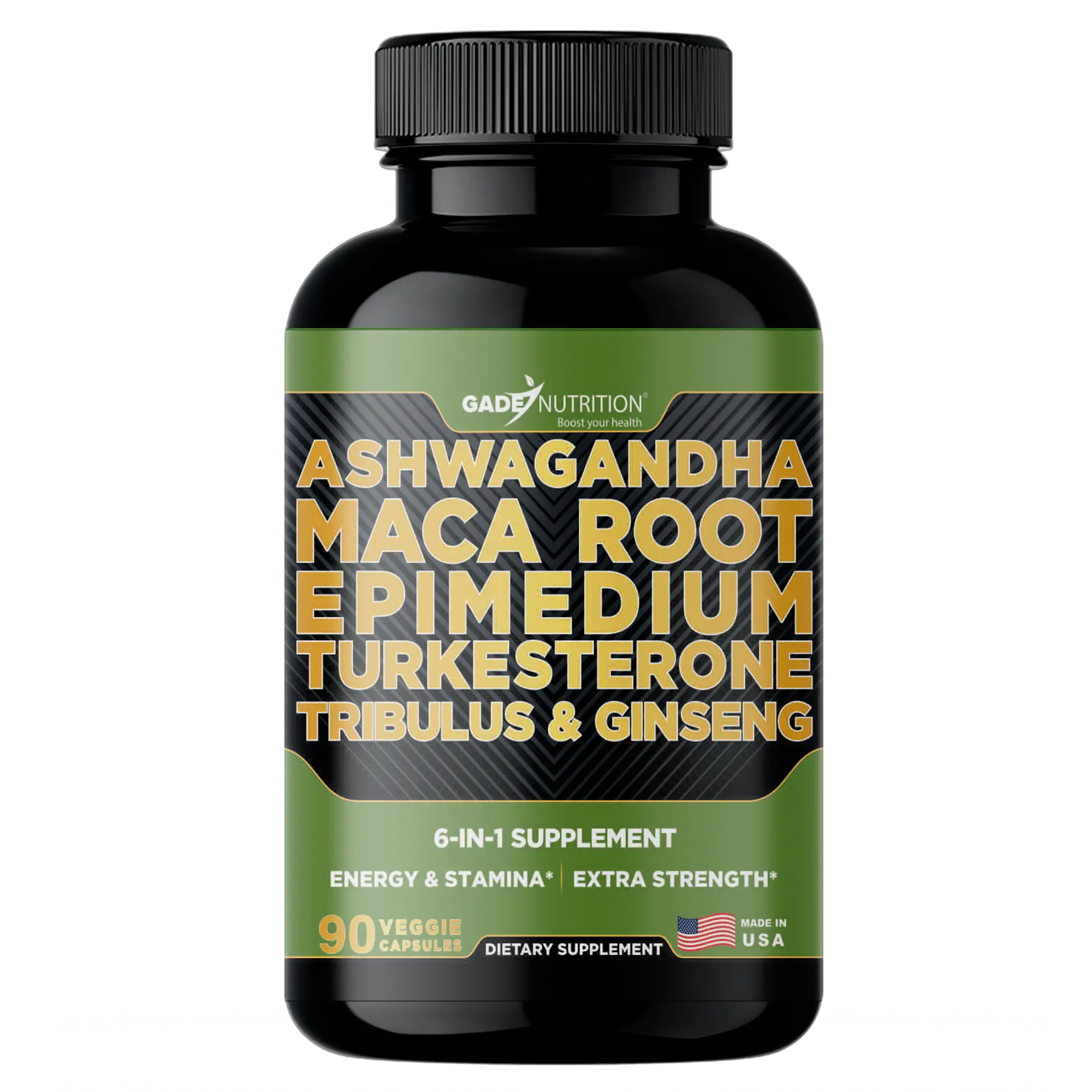 Ashwagandha 6-in-1 with Maca, Turkesterone, Tribulus, Ginseng & More GADE NUTRITION