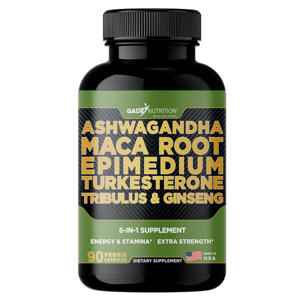 Ashwagandha 6-in-1 with Maca, Turkesterone, Tribulus, Ginseng & More GADE NUTRITION