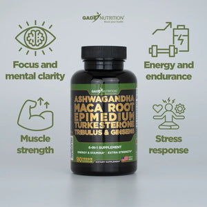 Ashwagandha 6-in-1 with Maca, Turkesterone, Tribulus, Ginseng & More GADE NUTRITION