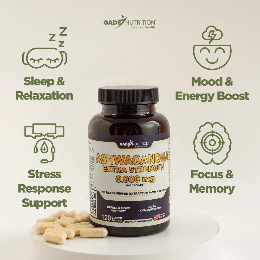 Ashwagandha Extra Strength 6,000 mg GADE NUTRITION
