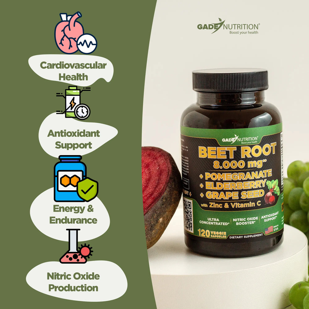 Beet Root Blend 8,000 mg with Elderberry, Pomegranate and more GADE NUTRITION
