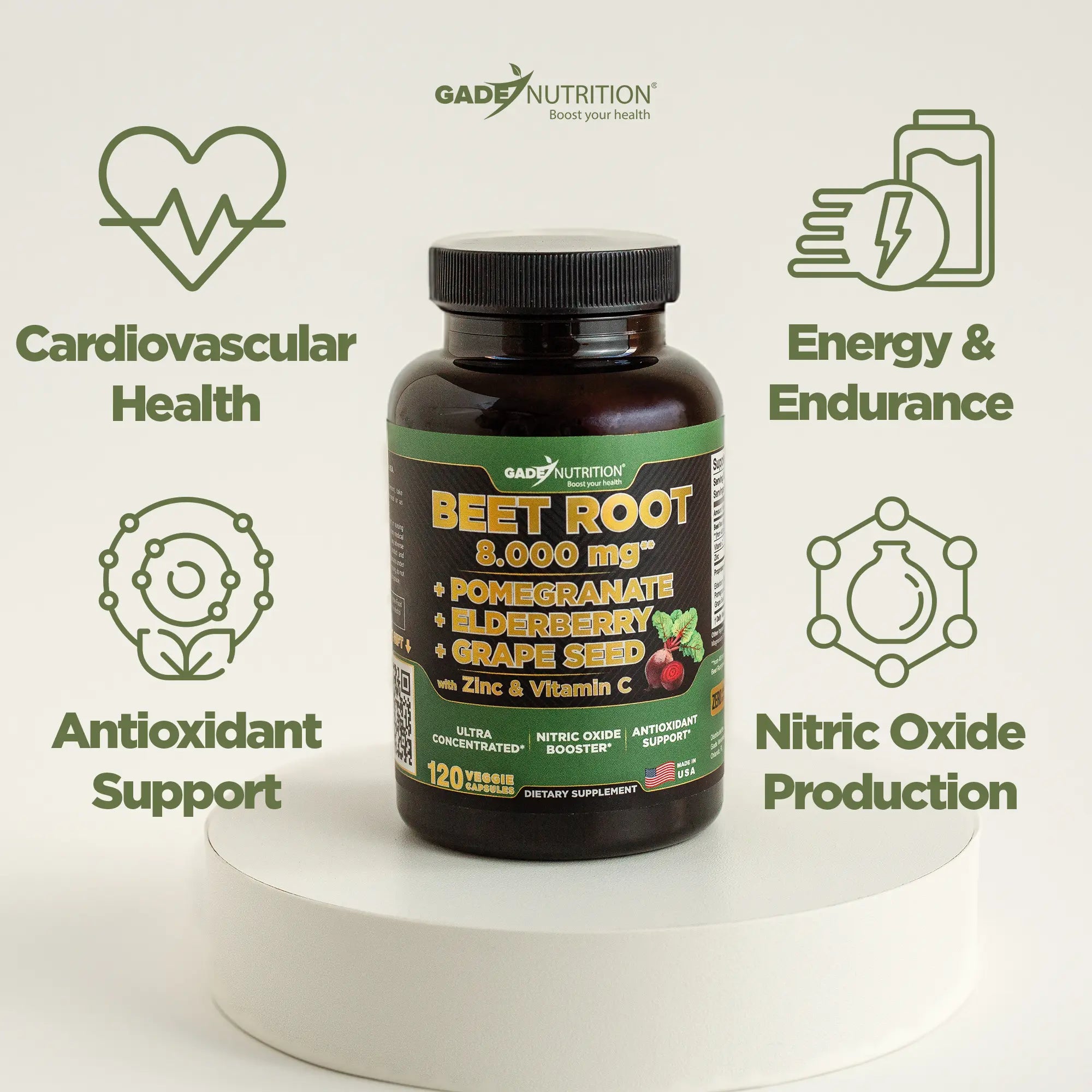 Beet Root Blend 8,000 mg with Elderberry, Pomegranate and more GADE NUTRITION