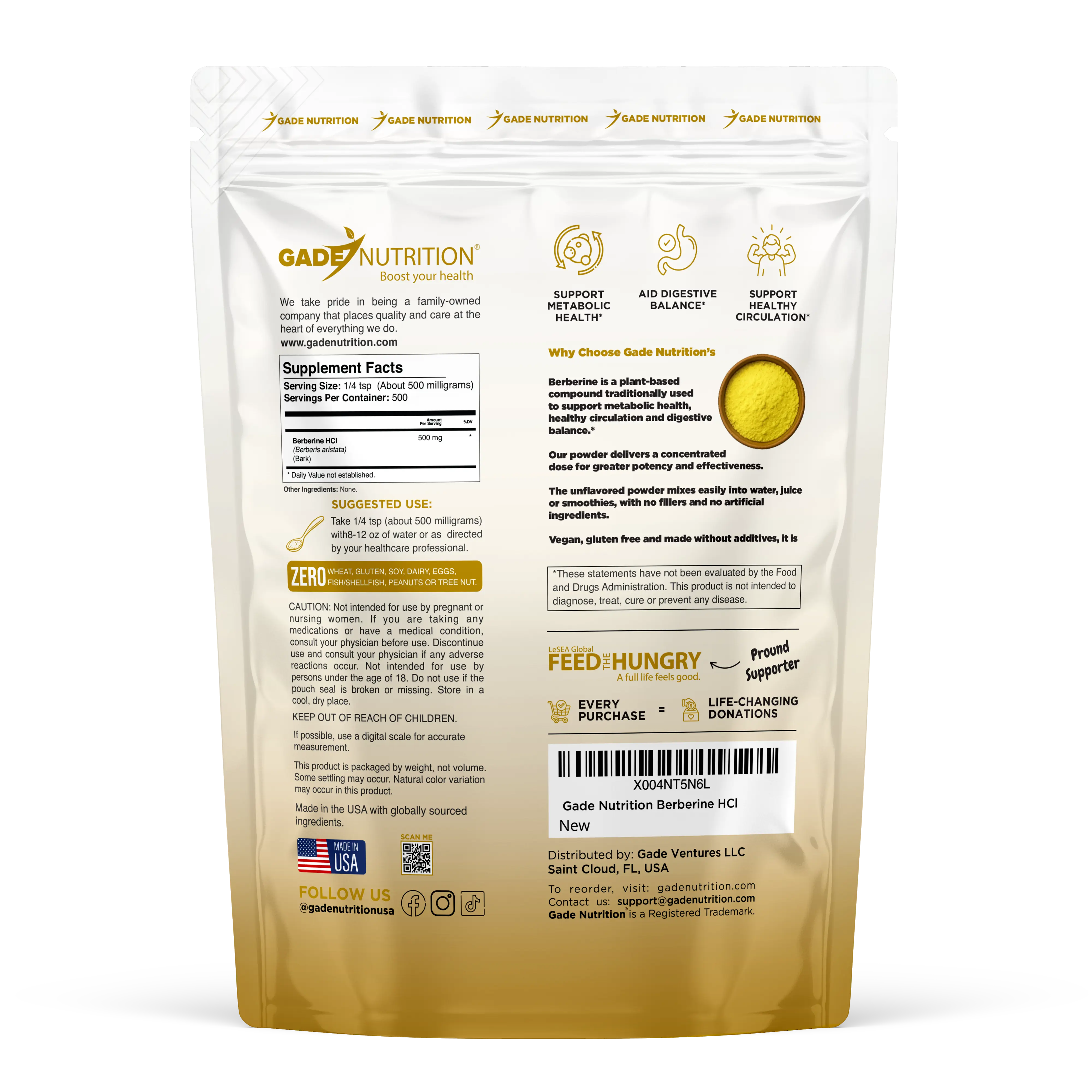 Berberine HCl Gade Nutrition