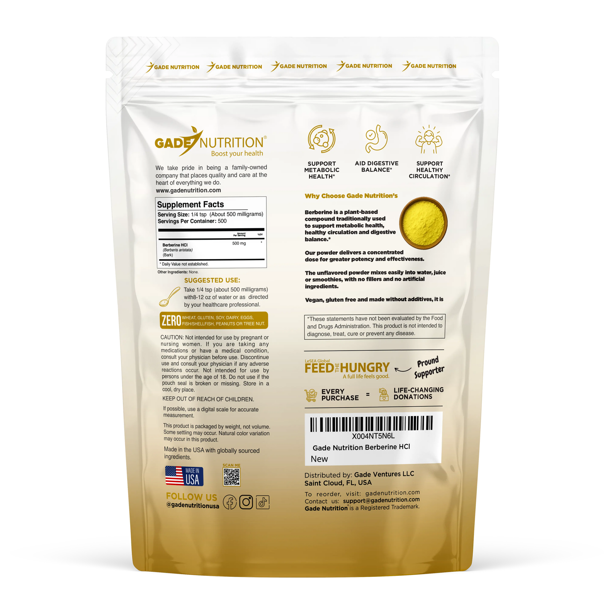 Berberine HCl Gade Nutrition