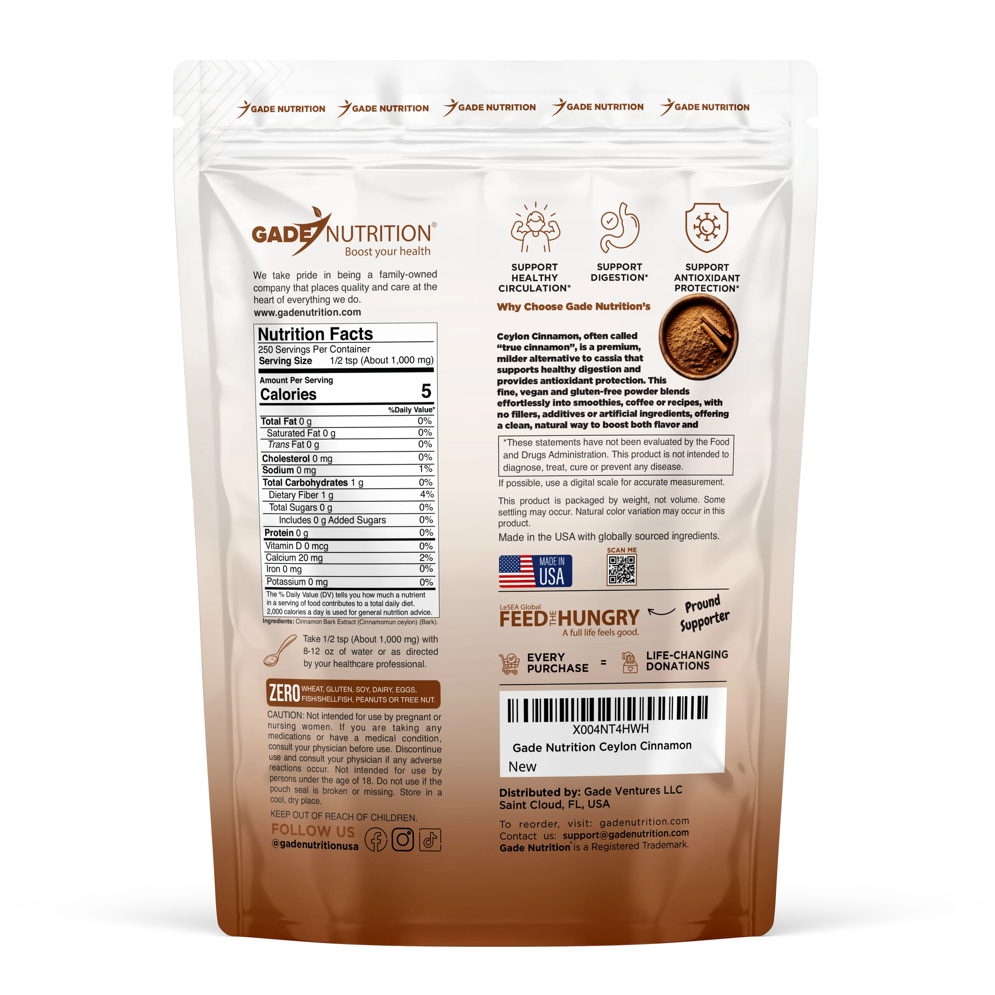 Ceylon Cinnamon Gade Nutrition