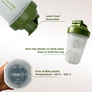 Shaker Bottle Blender - 16oz - 400ml | BPA free and phthalate-free |